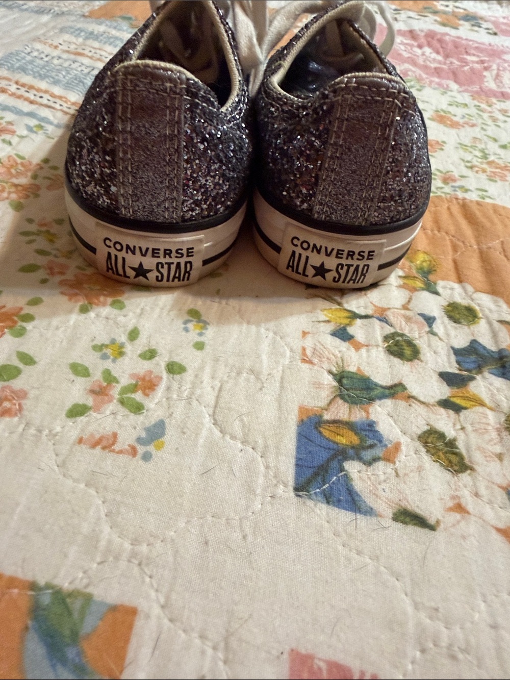 Converse Low Top Sneakers - Silver Glitter with White Trim - Picture 3 of 4